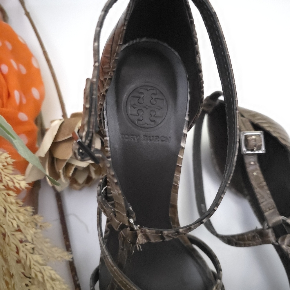Tory Burch Brown Strappy Women's Heels Sz 9.5 - Picture 2 of 11